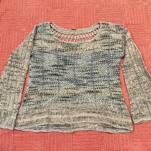 Free People mohair blend crochet Gray / Blue Knit Sweater
